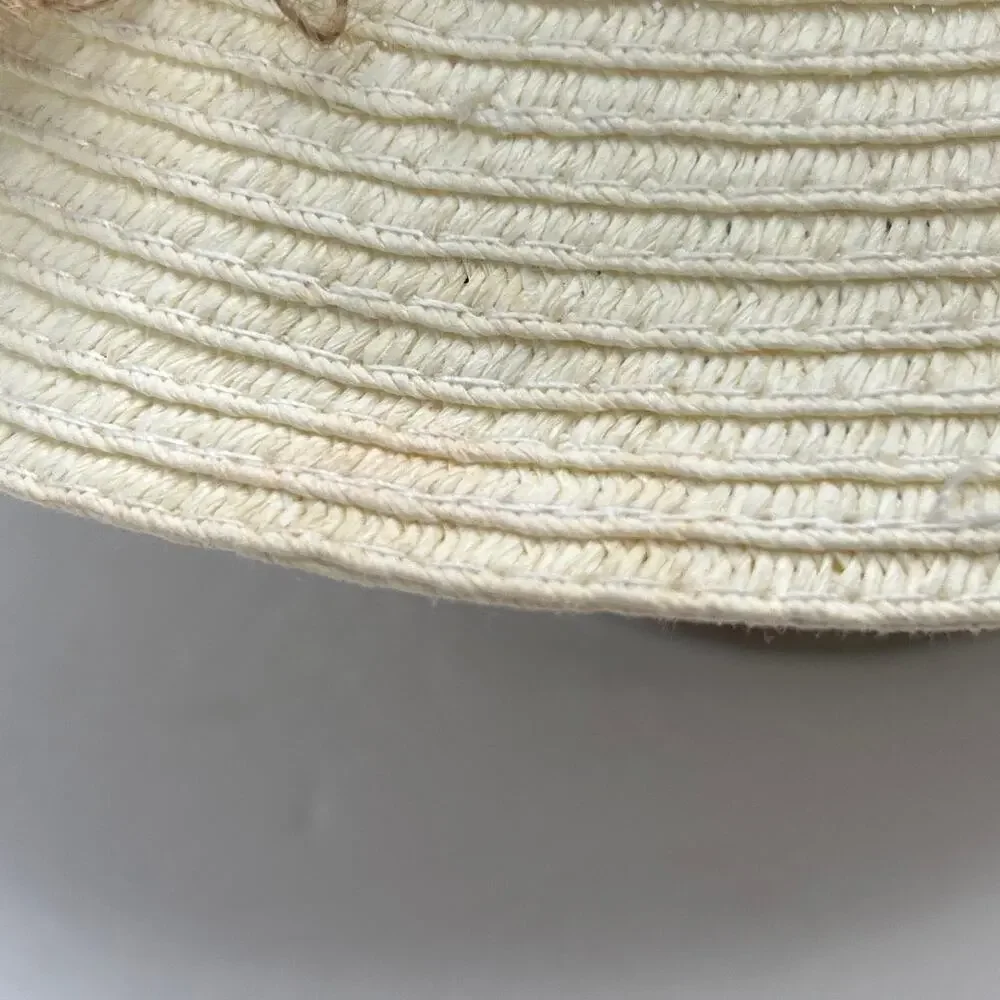 D‎ & Y Raffia Hat With Burlap Bow And Braided Hat Band